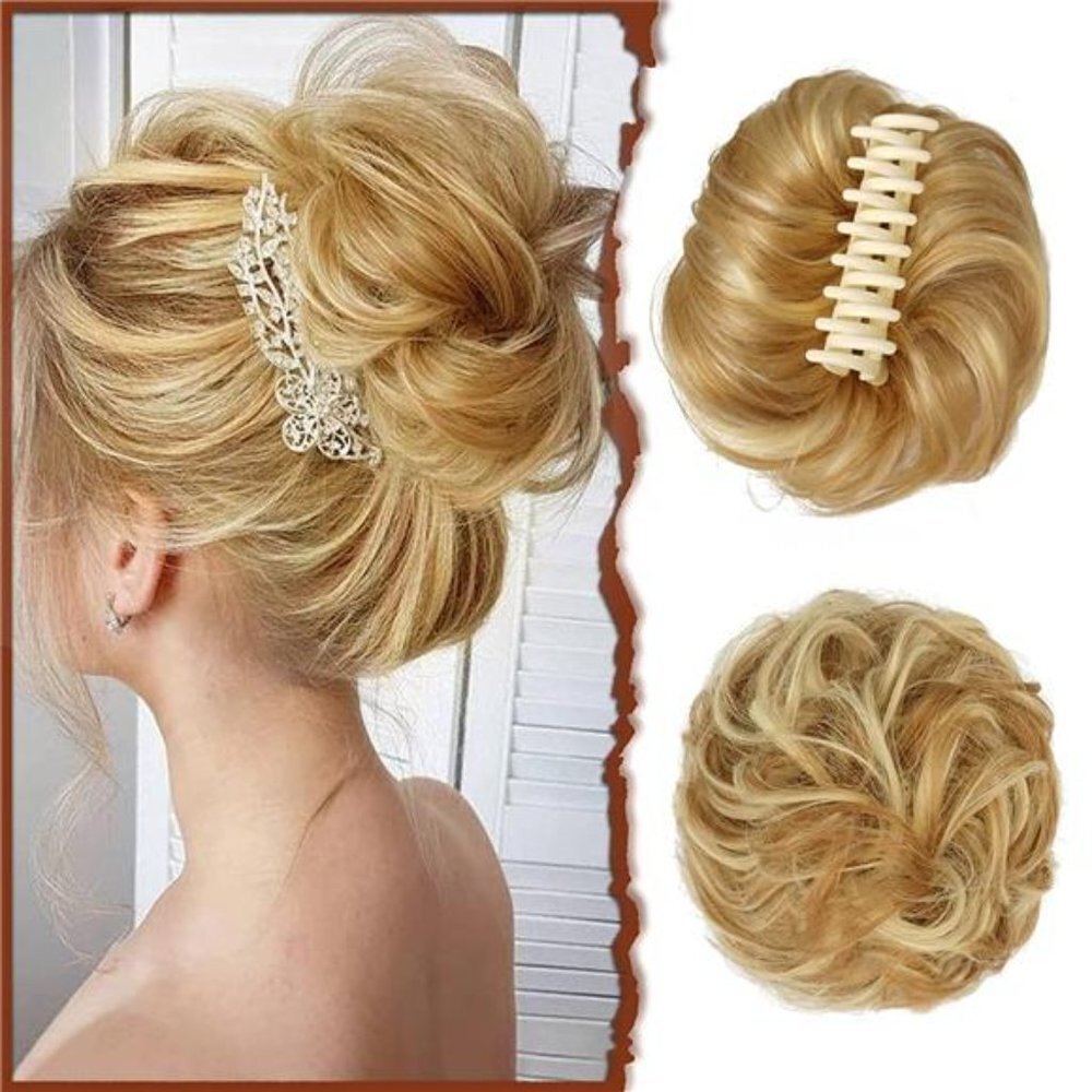 Women's Claw Clip Messy Bun Hair Piece Wavy Curly Hair